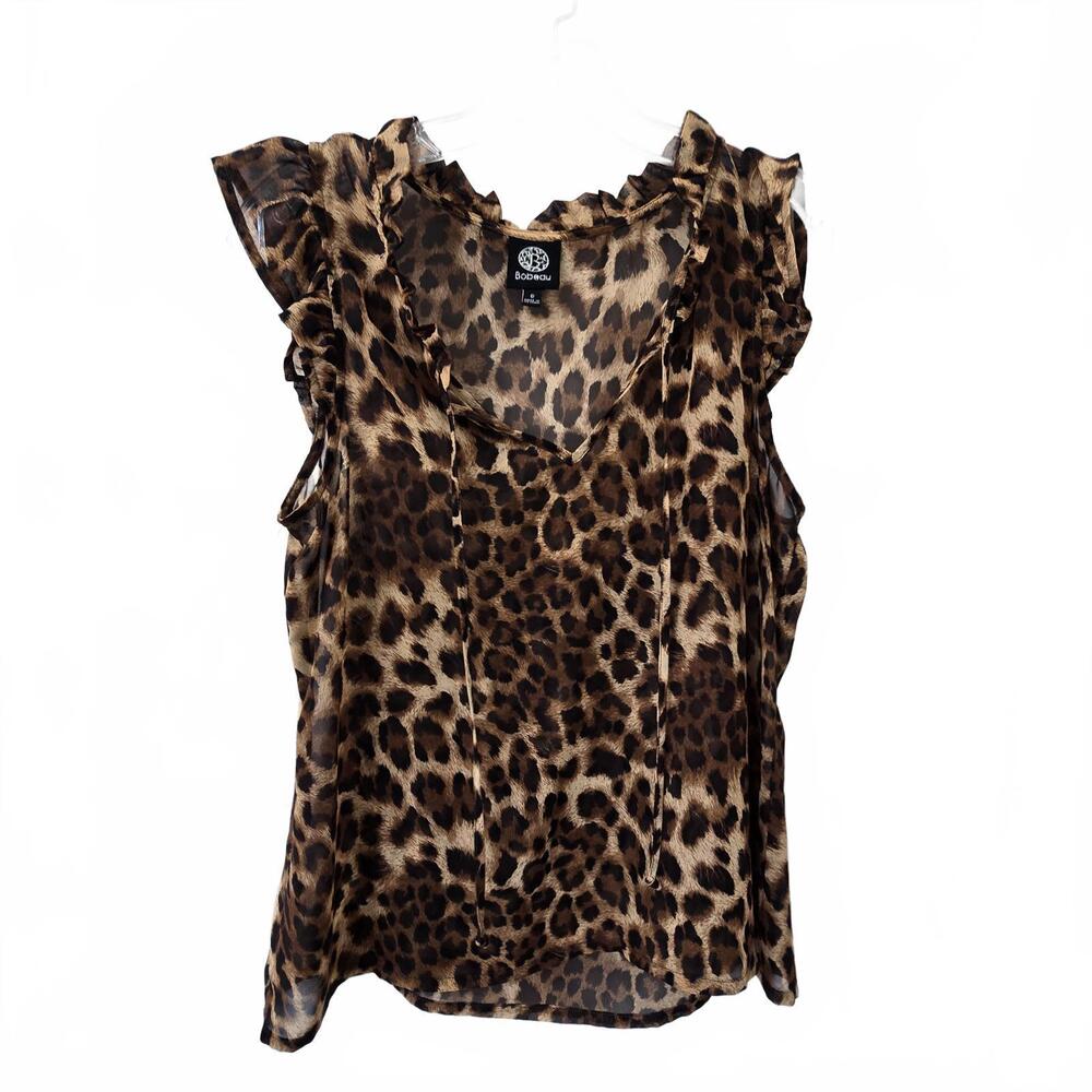 Bobeau Women's Leopard Print Sleeveless Top - Size S